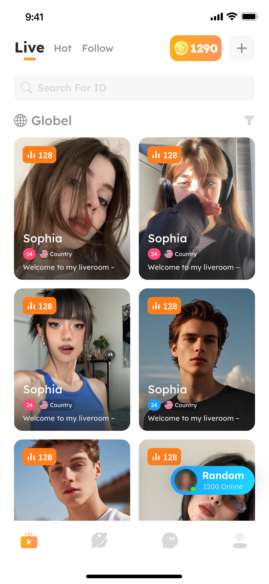 Dila Live Streaming App Interface